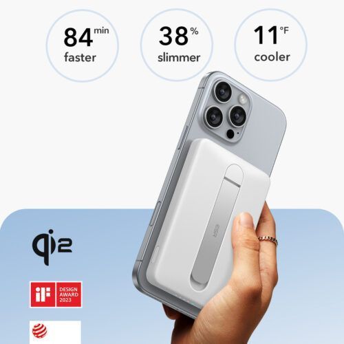 Alternative view of ESR Qi2 MagSlim MagSafe Kickstand PowerBank 10000mAh White