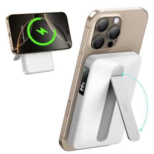 ESR Qi2 MagSlim MagSafe Kickstand PowerBank 10000mAh White