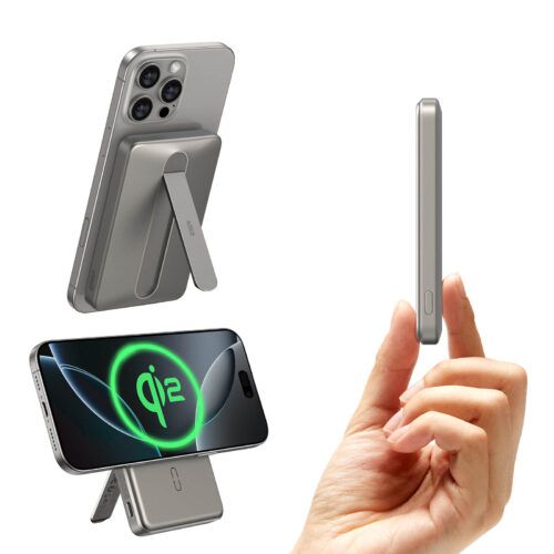 ESR Qi2 MagSlim MagSafe Kickstand PowerBank 5000mAh Titanium
