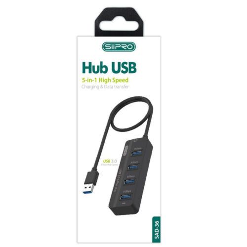 Alternative view of Siipro 4x USB 3.0 Hub Black (SAD-36)