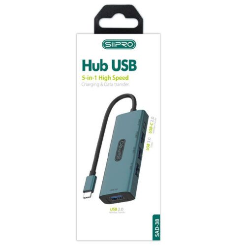 Alternative view of Siipro 5in1 USB-C to 4x USB Hub Green (SAD-38)