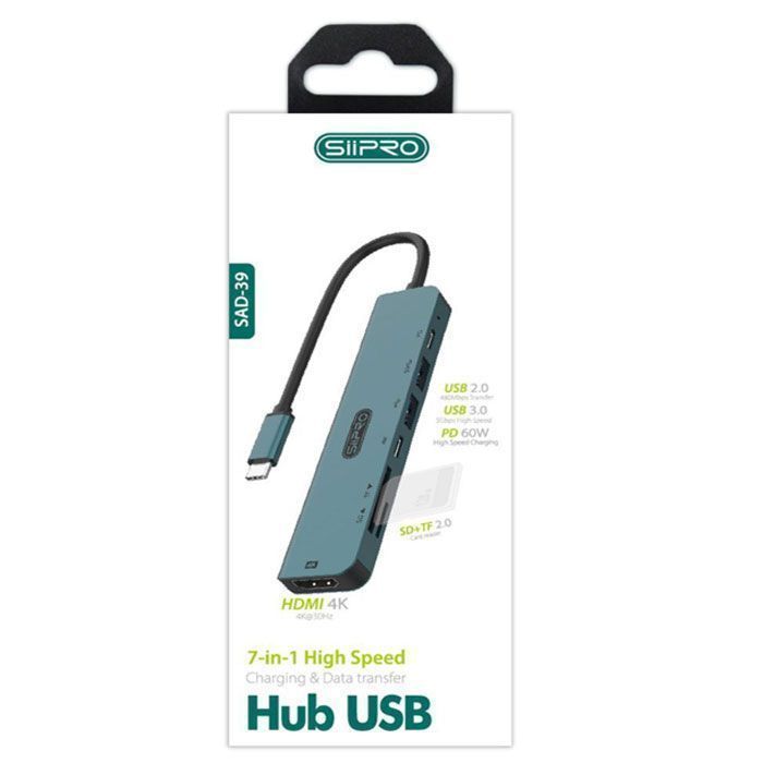 Siipro 7in1 USB-C to 4x USB Charging Hub with HDMI Green (SAD-39) GADGETS SIIPRO Siipro 7in1 USB-C to 4x USB Charging Hub with HDMI Green (SAD-39) - Image 2