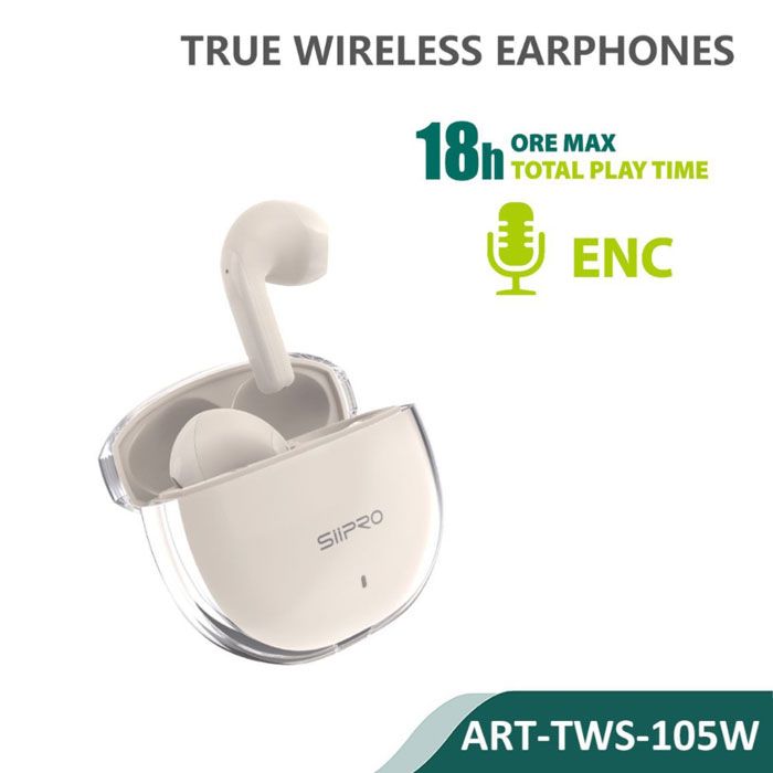 Siipro TWS ENC Wireless Earphones Cream (TWS-105W) ΑΚΟΥΣΤΙΚΑ-BLUETOOTH SIIPRO Siipro TWS ENC Wireless Earphones Cream (TWS-105W)