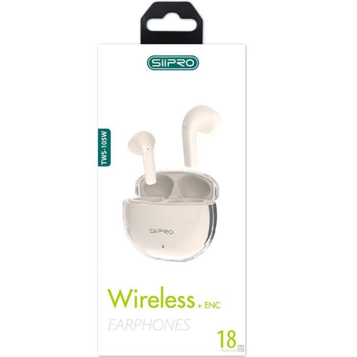 Siipro TWS ENC Wireless Earphones Cream (TWS-105W) ΑΚΟΥΣΤΙΚΑ-BLUETOOTH SIIPRO Siipro TWS ENC Wireless Earphones Cream (TWS-105W) - Image 2