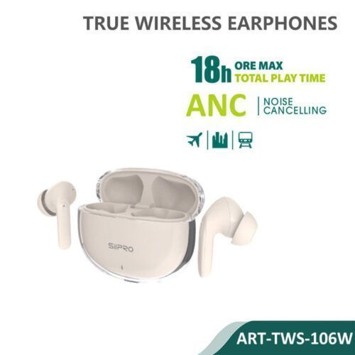 Siipro TWS ANC Wireless Earphones Pro Cream (TWS-106W) ΑΚΟΥΣΤΙΚΑ-BLUETOOTH SIIPRO Siipro TWS ANC Wireless Earphones Pro Cream (TWS-106W)