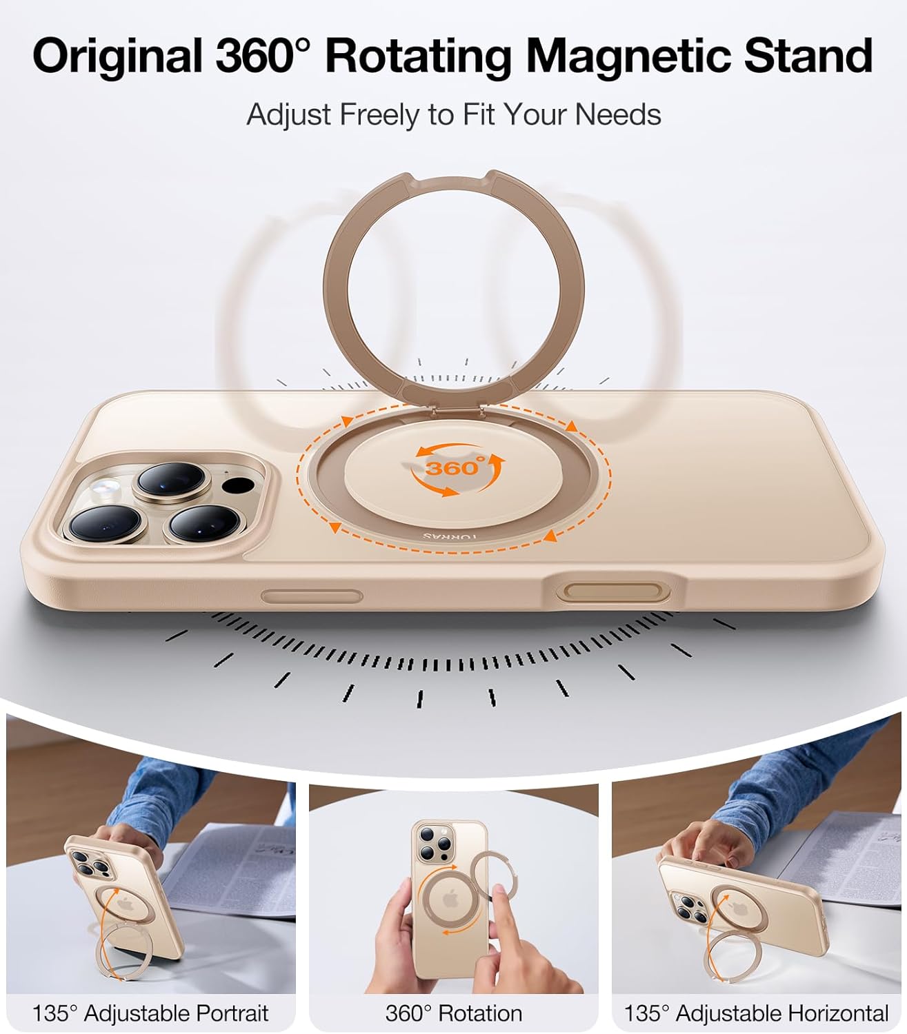 Θήκη Torras Ostand Pro MagSafe Kickstand Desert Gold iPhone 16 Pro Max ΘΗΚΕΣ TORRAS Θήκη Torras Ostand Pro MagSafe Kickstand Desert Gold iPhone 16 Pro Max - Image 2
