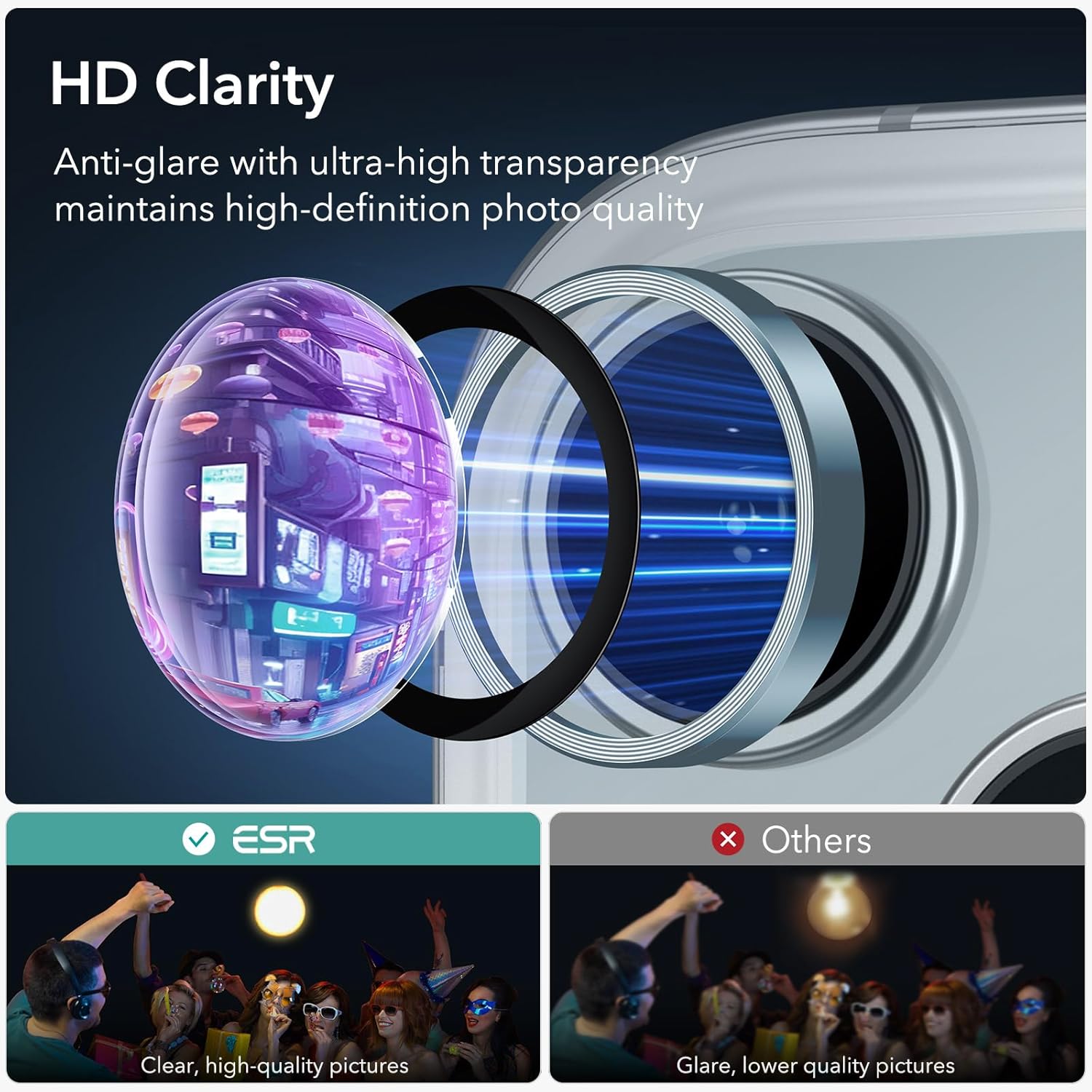 ESR Armorite Tempered Glass Camera Lens Light Blue iPhone 15 /15 Plus ΠΡΟΣΤΑΣΙΑ ΟΘΟΝΗΣ ESR ESR Armorite Tempered Glass Camera Lens Light Blue iPhone 15 /15 Plus - Image 3