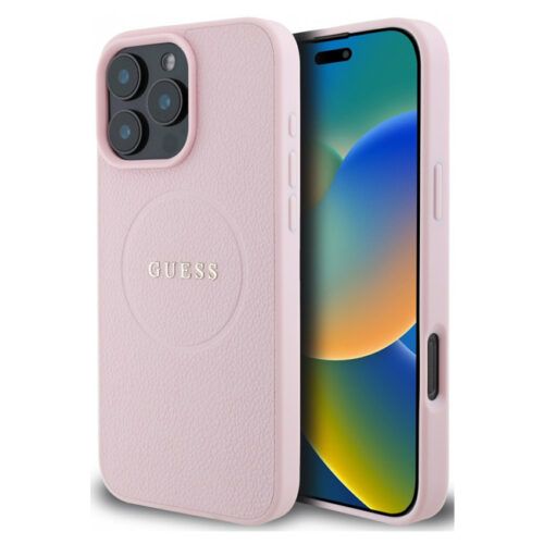 Θήκη Guess PU Leather Grained Ring Magsafe Pink iPhone 16 Pro