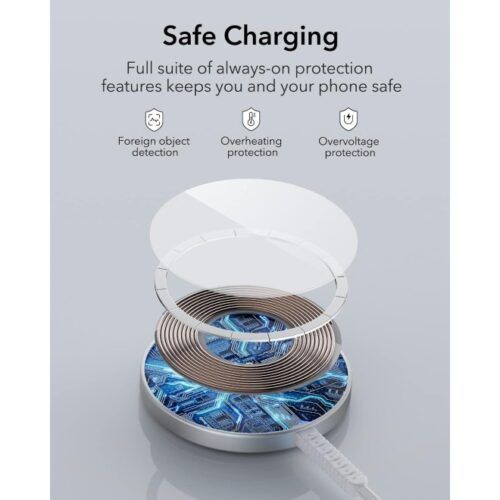 Alternative view of (2 Pack) ESR HaloLock MagSafe Mini Wireless Charger Silver