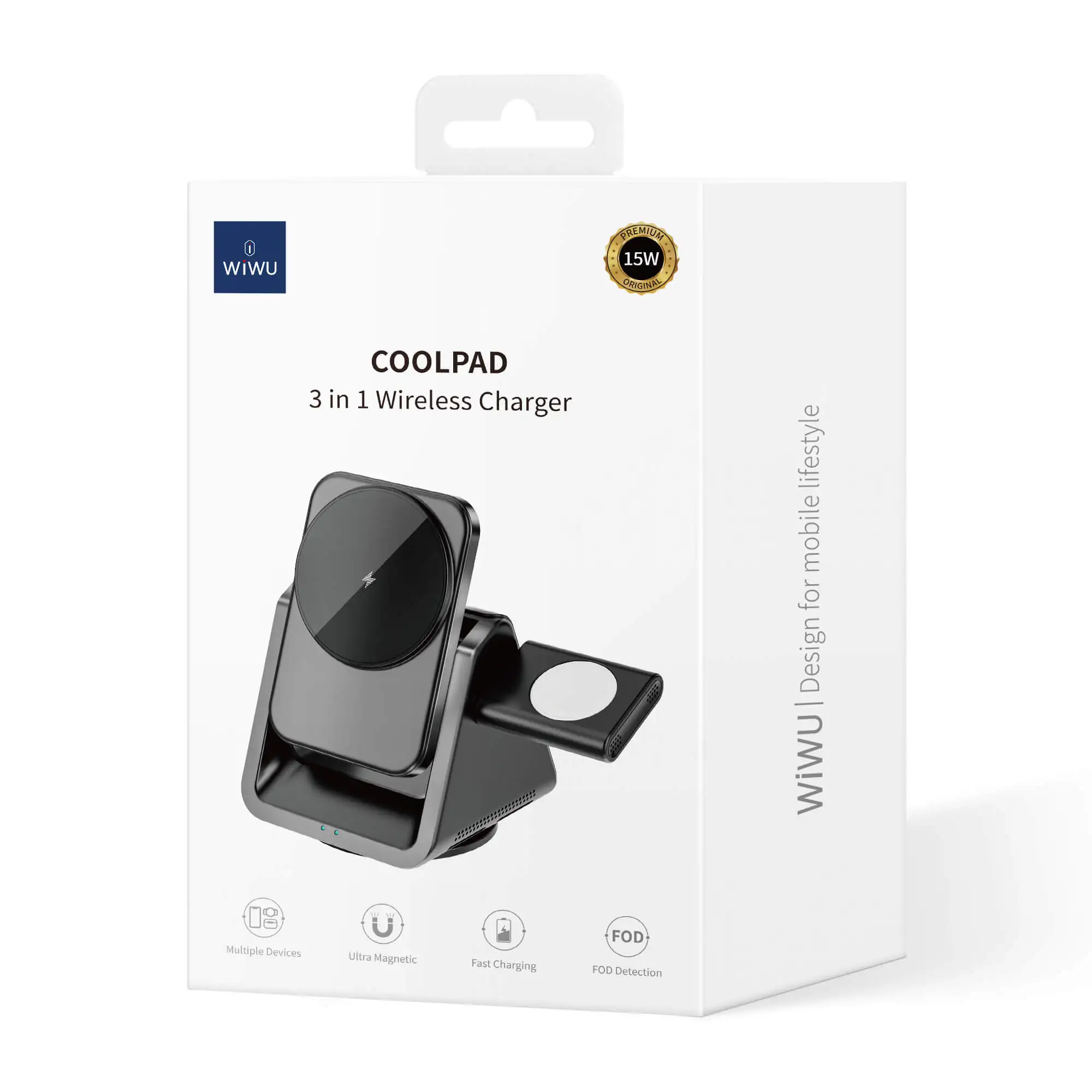 WiWU 3in1 Magsafe Coolpad Wireless Charger Grey (W018) APPLE WATCH WIWU WiWU 3in1 Magsafe Coolpad Wireless Charger Grey (W018) - Image 3