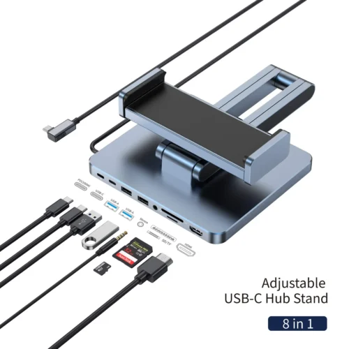 WiWU 8-in-1 Adjustable Charging Stand Hub Grey (AH801) GADGETS WIWU WiWU 8-in-1 Adjustable Charging Stand Hub Grey (AH801)