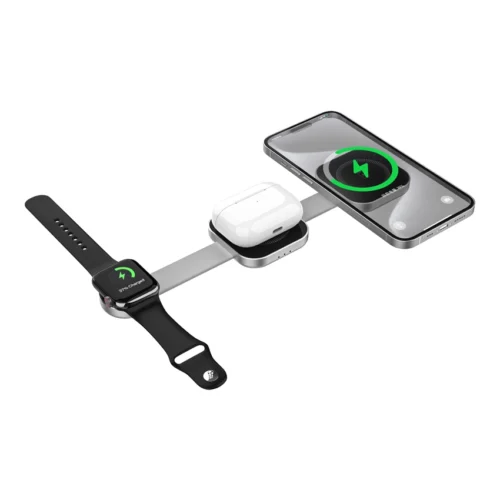 WiWU 3in1 Planeta Trio Wireless Charging Folding Station Grey (W031) APPLE WATCH WIWU WiWU 3in1 Planeta Trio Wireless Charging Folding Station Grey (W031)