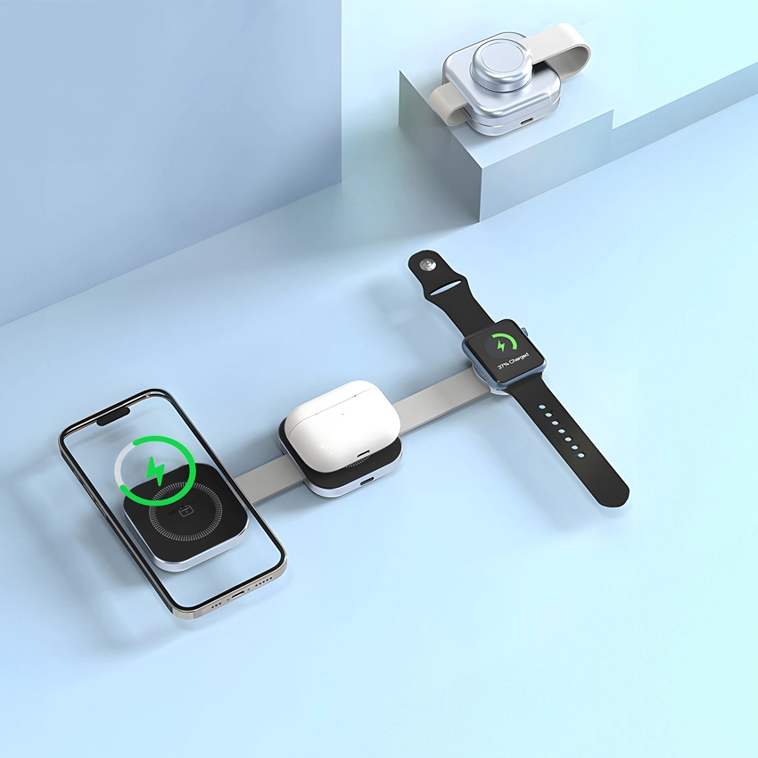 WiWU 3in1 Planeta Trio Wireless Charging Folding Station Grey (W031) APPLE WATCH WIWU WiWU 3in1 Planeta Trio Wireless Charging Folding Station Grey (W031) - Image 7