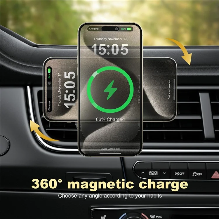 WiWU Qi2 MagSafe Air Vent Car Charger Black (CH-323) ΑΞΕΣΟΥΑΡ MAGSAFE WIWU WiWU Qi2 MagSafe Air Vent Car Charger Black (CH-323) - Image 7