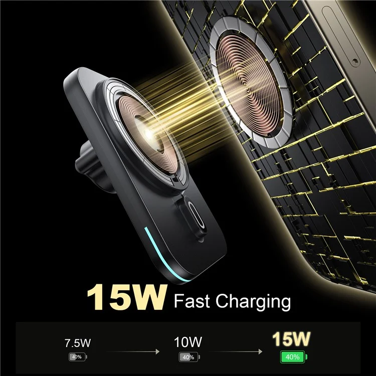 WiWU Qi2 MagSafe Air Vent Car Charger Black (CH-323) ΑΞΕΣΟΥΑΡ MAGSAFE WIWU WiWU Qi2 MagSafe Air Vent Car Charger Black (CH-323) - Image 5