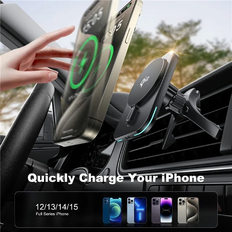 WiWU Qi2 MagSafe Air Vent Car Charger Black (CH-323) ΑΞΕΣΟΥΑΡ MAGSAFE WIWU WiWU Qi2 MagSafe Air Vent Car Charger Black (CH-323) - Image 3