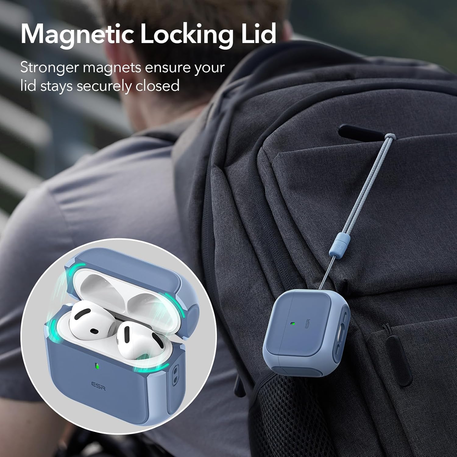 Θήκη ESR AirPods 4 Orbit Hybrid Case Blue (MagSafe Compatible) APPLE AIRPODS ESR Θήκη ESR AirPods 4 Orbit Hybrid Case Blue (MagSafe Compatible) - Image 4