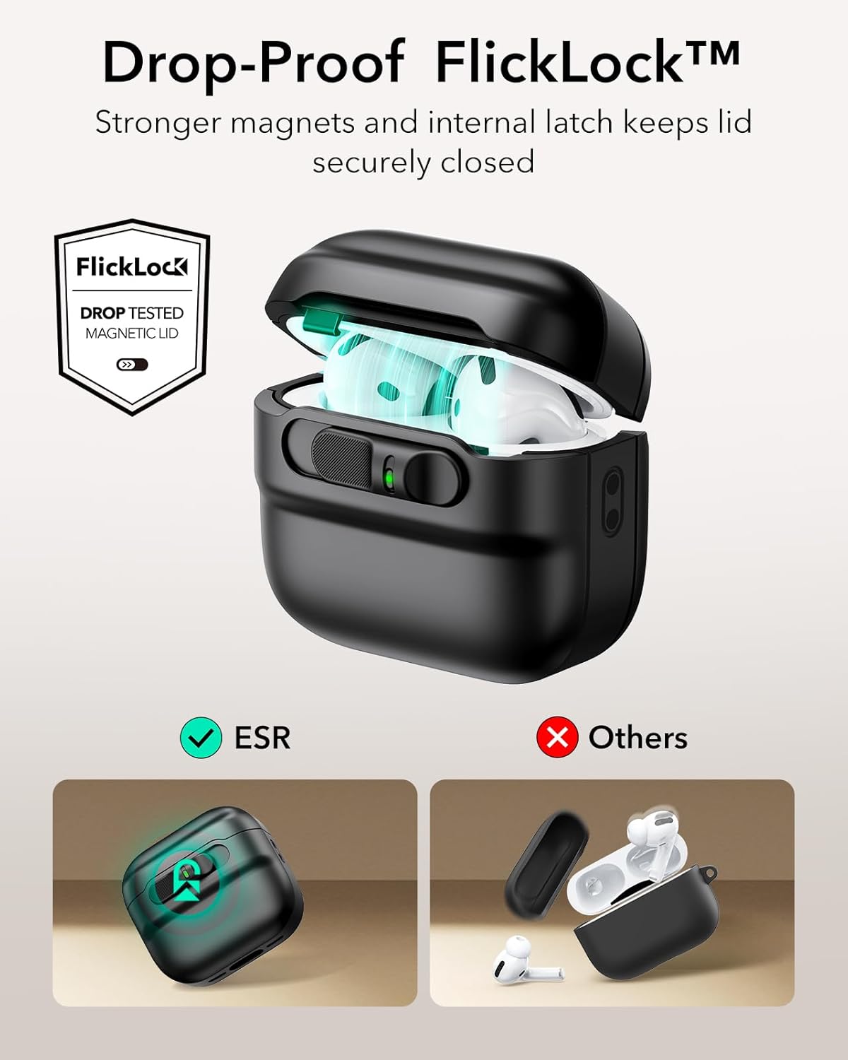 Θήκη ESR AirPods 4 Pulse Magnetic Lock Black (MagSafe Compatible) APPLE AIRPODS ESR Θήκη ESR AirPods 4 Pulse Magnetic Lock Black (MagSafe Compatible) - Image 7