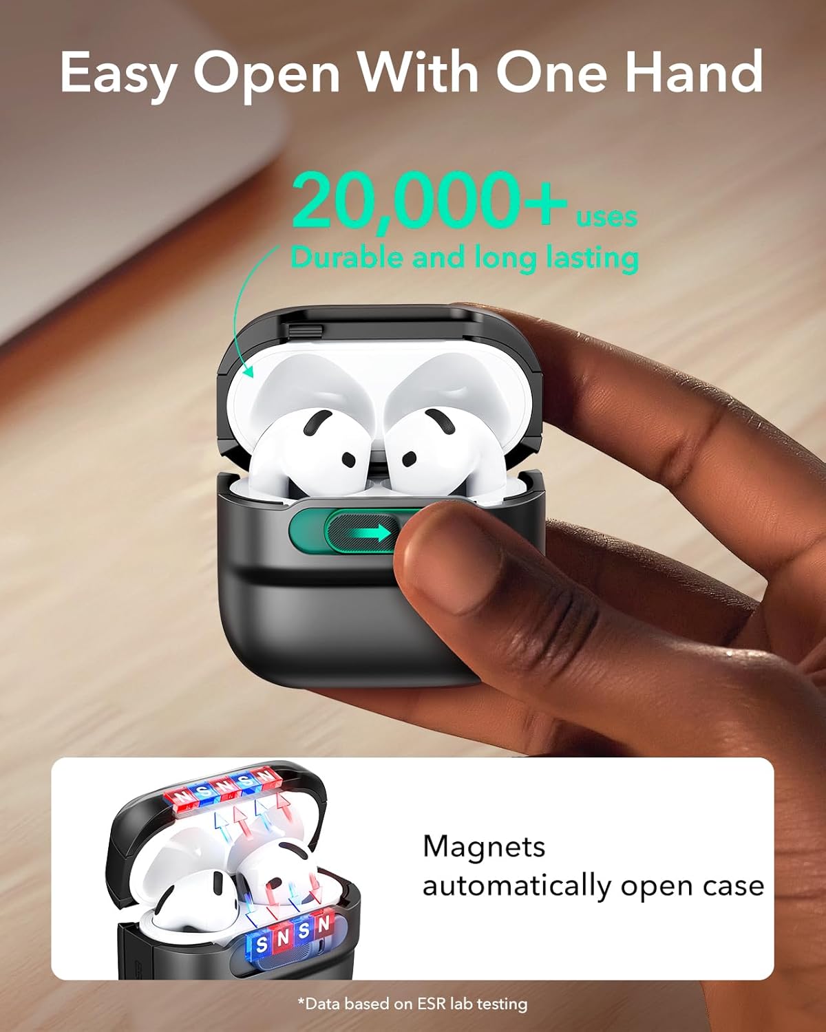Θήκη ESR AirPods 4 Pulse Magnetic Lock Black (MagSafe Compatible) APPLE AIRPODS ESR Θήκη ESR AirPods 4 Pulse Magnetic Lock Black (MagSafe Compatible) - Image 6