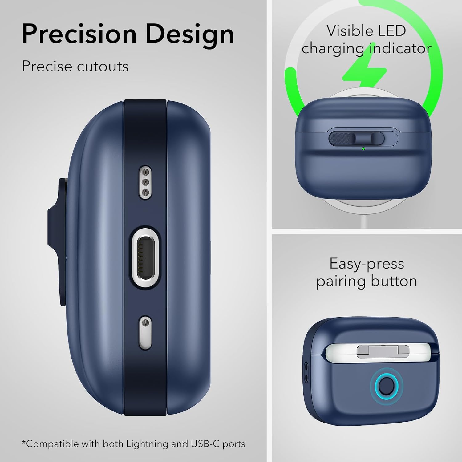 Θήκη ESR AirPods 4 Pulse Magnetic Lock Blue (MagSafe Compatible) APPLE AIRPODS ESR Θήκη ESR AirPods 4 Pulse Magnetic Lock Blue (MagSafe Compatible) - Image 7
