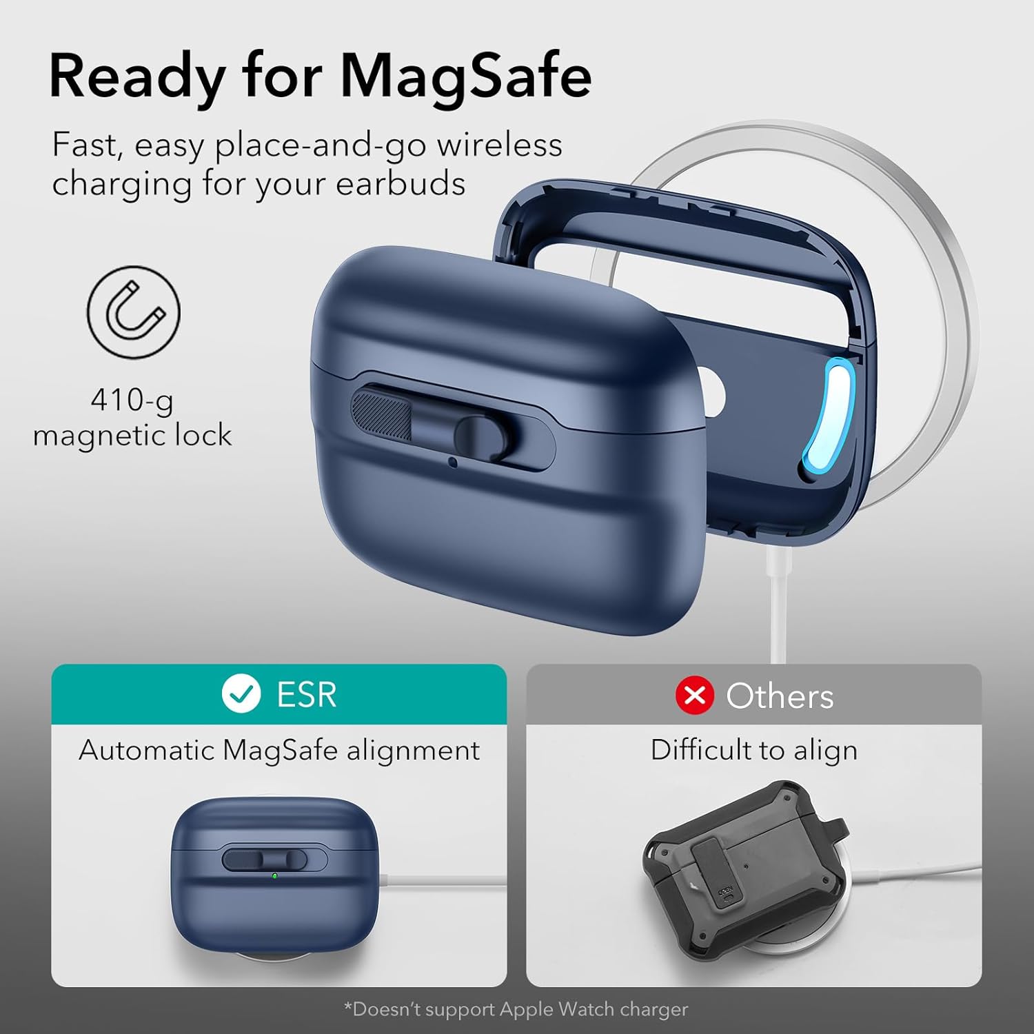 Θήκη ESR AirPods 4 Pulse Magnetic Lock Blue (MagSafe Compatible) APPLE AIRPODS ESR Θήκη ESR AirPods 4 Pulse Magnetic Lock Blue (MagSafe Compatible) - Image 4