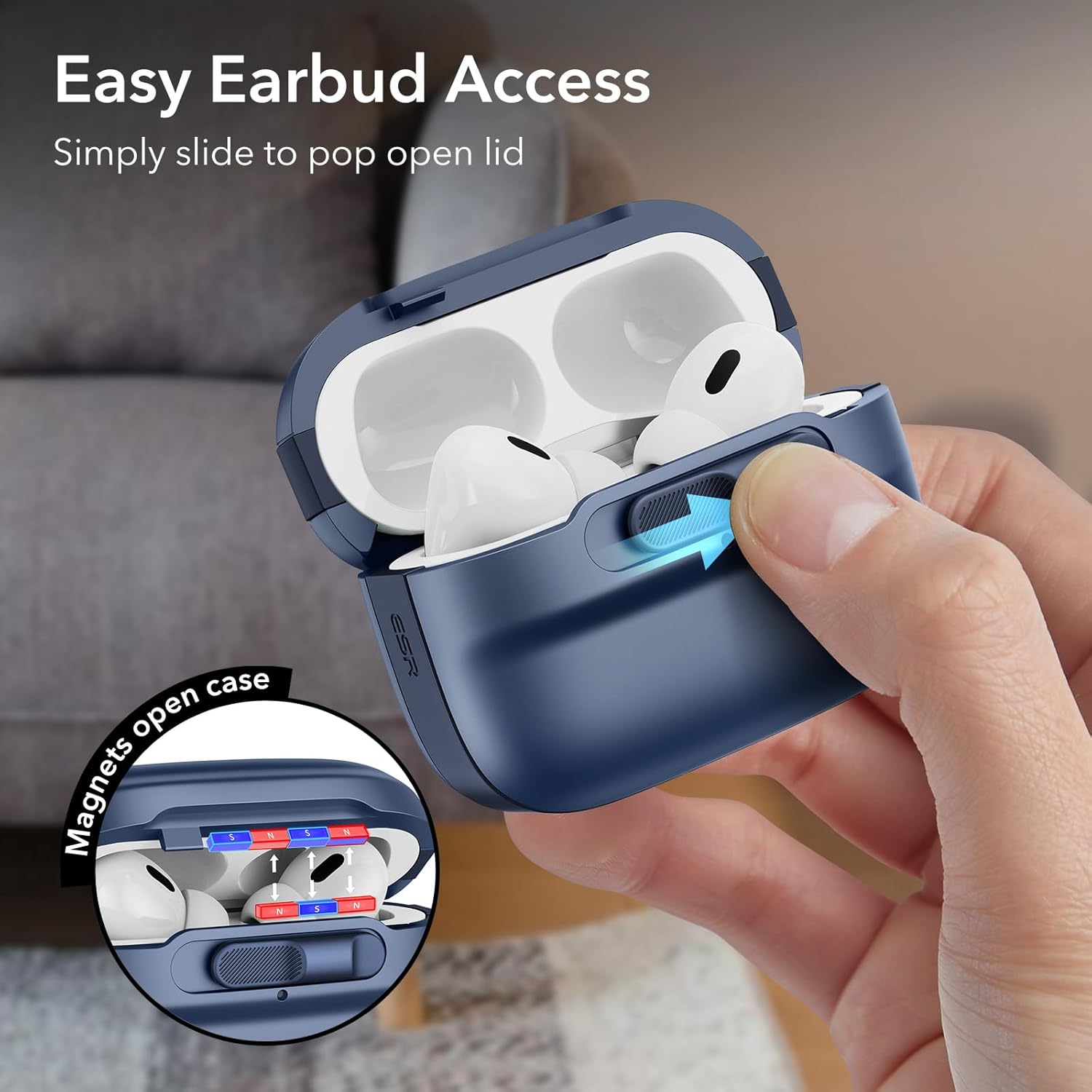 Θήκη ESR AirPods 4 Pulse Magnetic Lock Blue (MagSafe Compatible) APPLE AIRPODS ESR Θήκη ESR AirPods 4 Pulse Magnetic Lock Blue (MagSafe Compatible) - Image 3