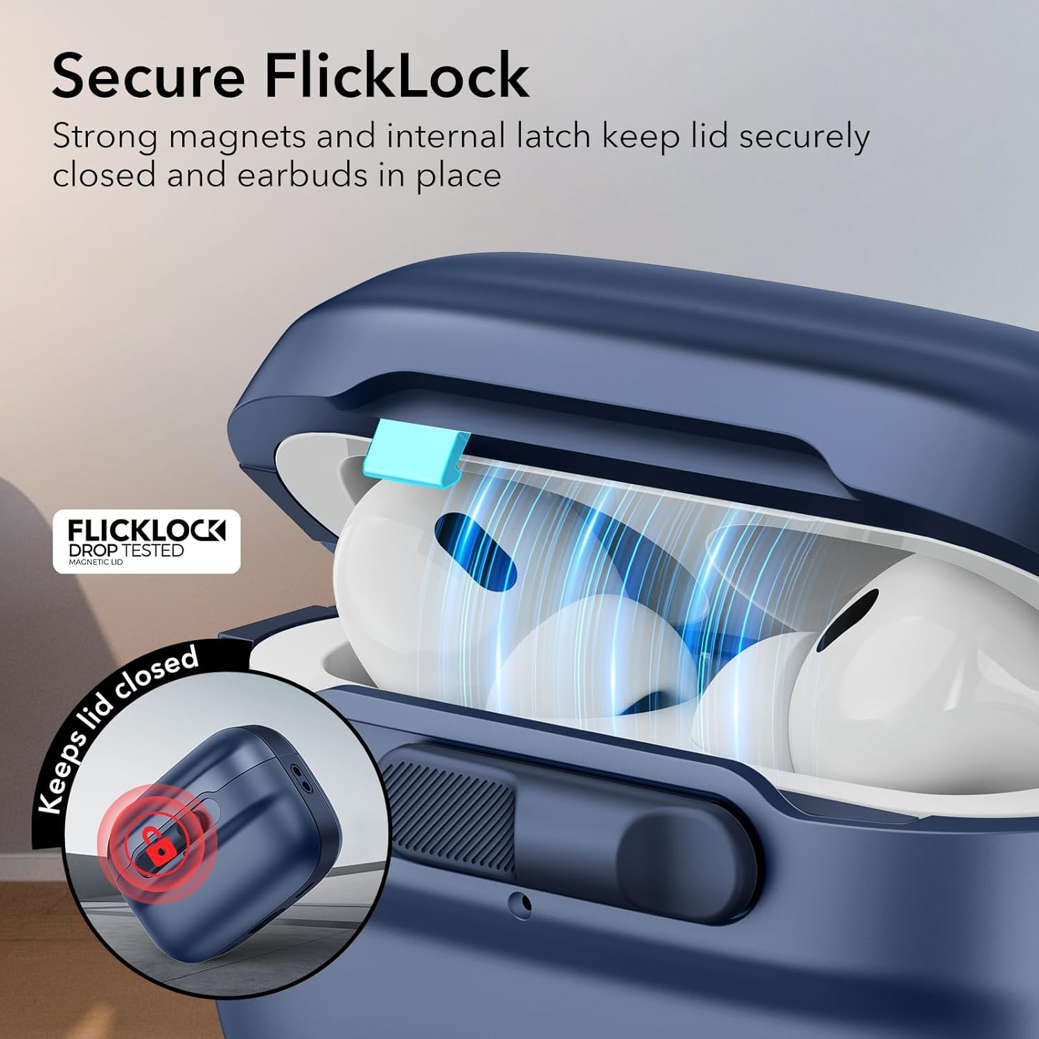 Θήκη ESR AirPods 4 Pulse Magnetic Lock Blue (MagSafe Compatible) APPLE AIRPODS ESR Θήκη ESR AirPods 4 Pulse Magnetic Lock Blue (MagSafe Compatible) - Image 2