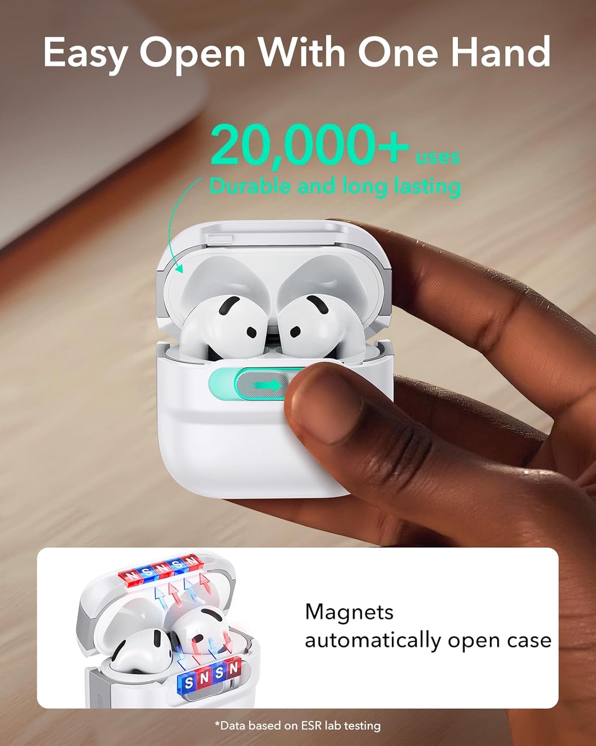 Θήκη ESR AirPods 4 Pulse Magnetic Lock White (MagSafe Compatible) APPLE AIRPODS ESR Θήκη ESR AirPods 4 Pulse Magnetic Lock White (MagSafe Compatible) - Image 5