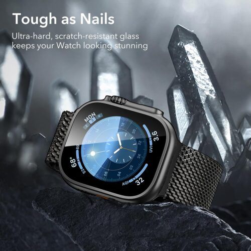 Alternative view of (2 Pack) ESR Armorite Ultra-Tough Tempered Glass Black + Titanium Apple Watch Ultra 49mm