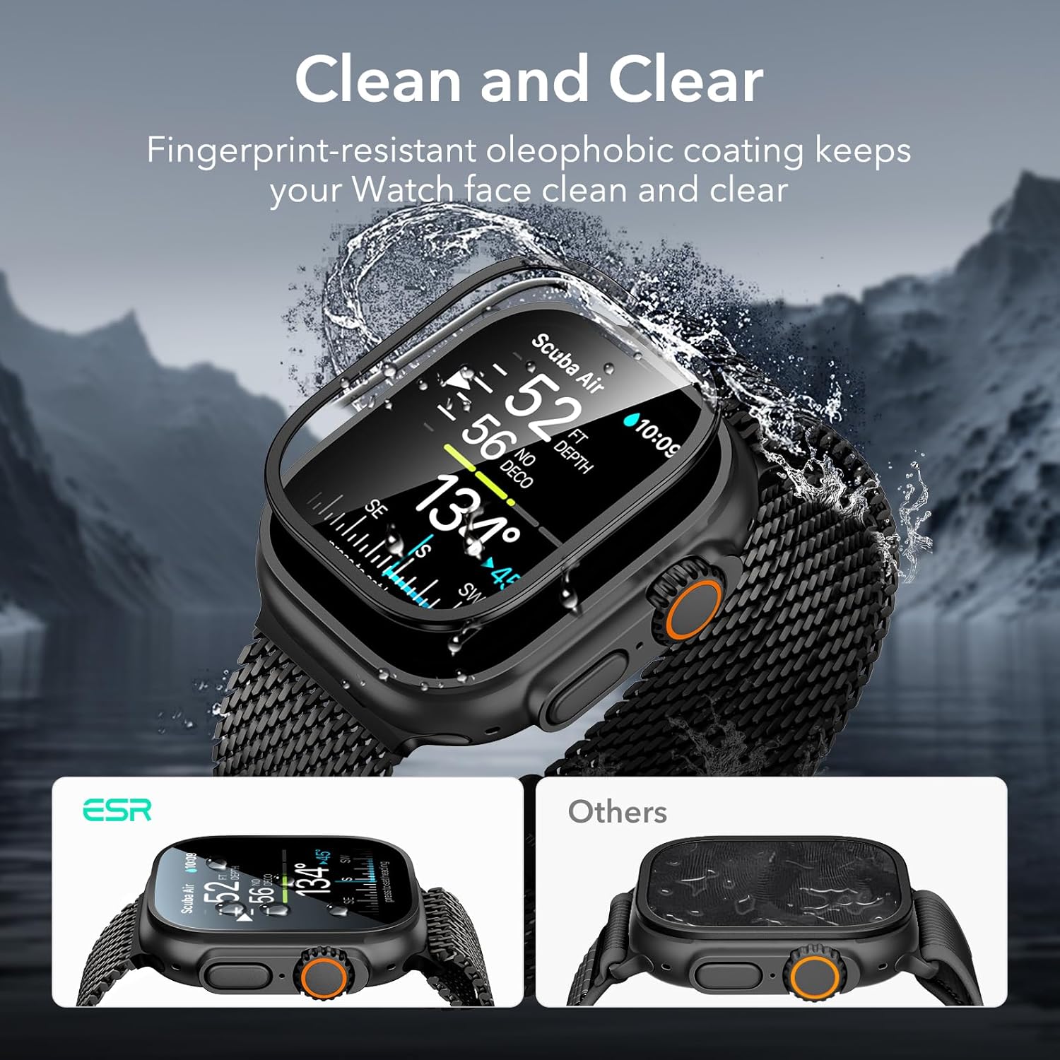 (2 Pack) ESR Armorite Ultra-Tough Tempered Glass Black + Titanium Apple Watch Ultra 49mm APPLE WATCH ESR (2 Pack) ESR Armorite Ultra-Tough Tempered Glass Black + Titanium Apple Watch Ultra 49mm - Image 3
