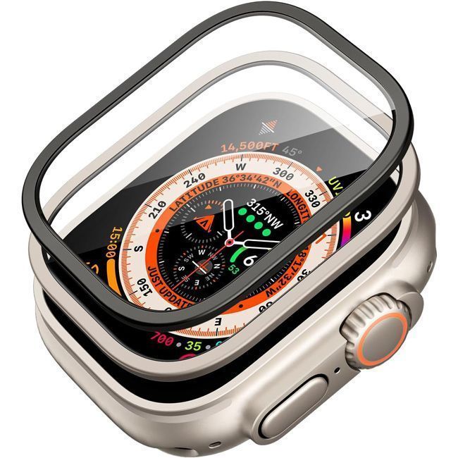 (2 Pack) ESR Armorite Ultra-Tough Tempered Glass Black + Titanium Apple Watch Ultra 49mm APPLE WATCH ESR (2 Pack) ESR Armorite Ultra-Tough Tempered Glass Black + Titanium Apple Watch Ultra 49mm
