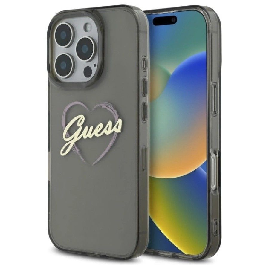 Θήκη Guess IML Hearts Clear Black iPhone 16 Pro Max ΘΗΚΕΣ Guess Θήκη Guess IML Hearts Clear Black iPhone 16 Pro Max