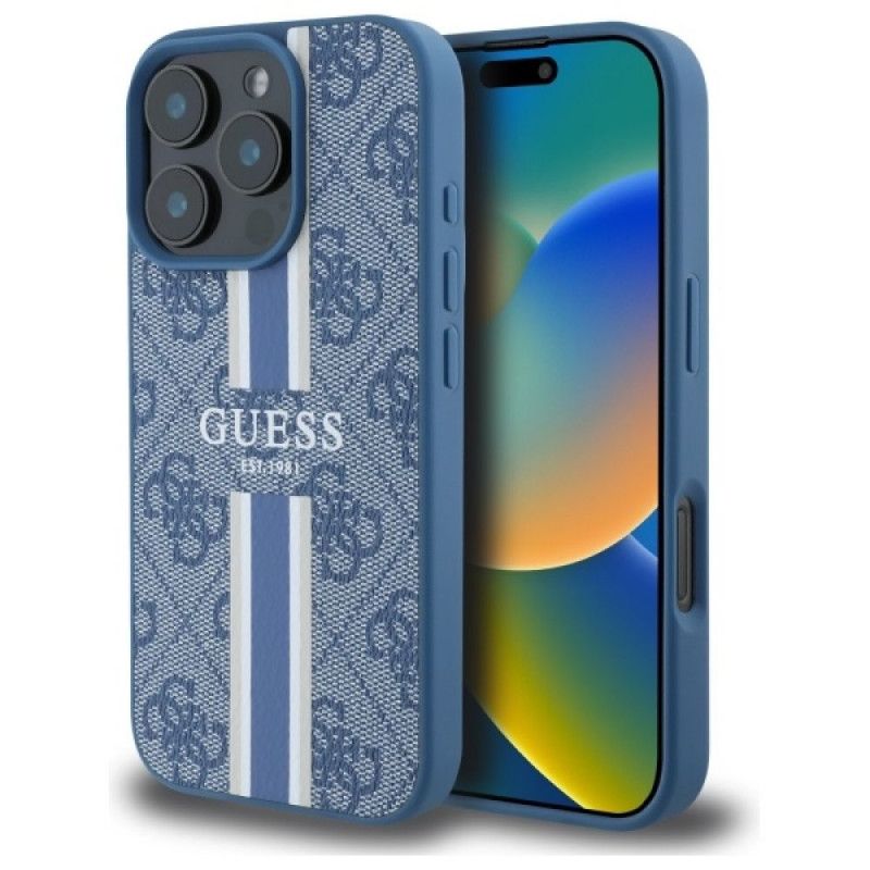 Θήκη Guess 4G Stripes Logo Magsafe Blue iPhone 16 Pro Max ΘΗΚΕΣ Guess Θήκη Guess 4G Stripes Logo Magsafe Blue iPhone 16 Pro Max