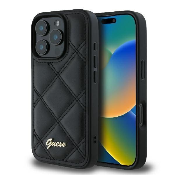 Θήκη Guess Quilted Metal Logo Black iPhone 16 Pro ΘΗΚΕΣ Guess Θήκη Guess Quilted Metal Logo Black iPhone 16 Pro
