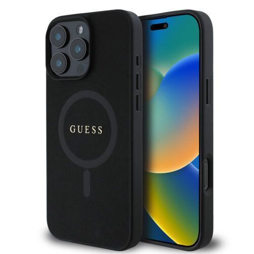 Θήκη Guess Saffiano Classic Logo Magsafe Black iPhone 16 Pro
