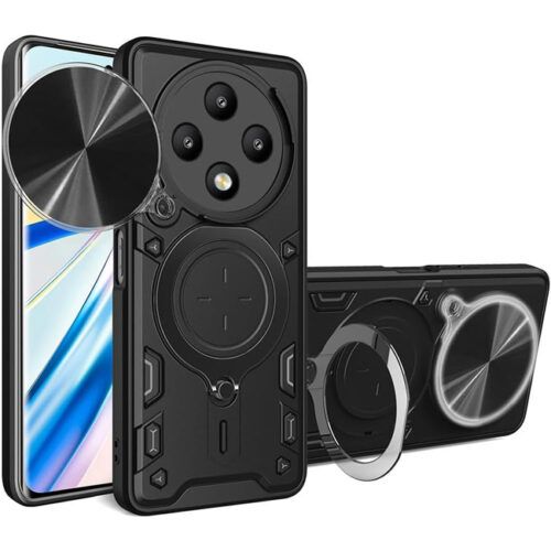Θήκη Shockproof Ringstand Slide Camera Black Xiaomi Redmi 14C