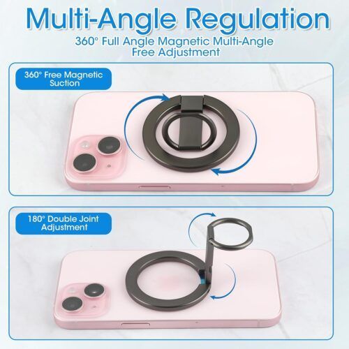 Alternative view of Siipro MagSafe Grip Ring Stand Titanium Grey