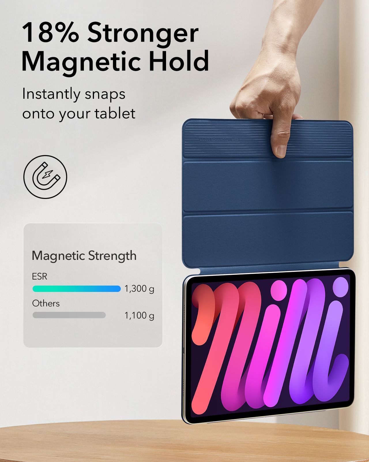 Θήκη ESR Rebound Magnetic with Clasp Navy Blue iPad mini 6/7 ΘΗΚΕΣ ESR Θήκη ESR Rebound Magnetic with Clasp Navy Blue iPad mini 6/7 - Image 4