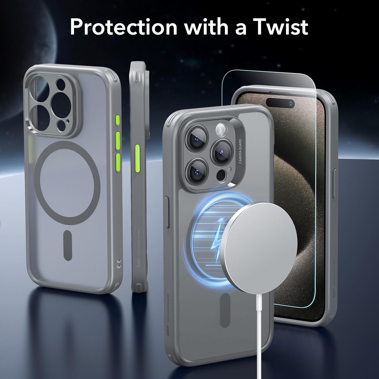 Full Protection Pro Set ESR Classic HaloLock MagSafe Frosted Grey iPhone 15 Pro ΘΗΚΕΣ ESR Full Protection Pro Set ESR Classic HaloLock MagSafe Frosted Grey iPhone 15 Pro - Image 2