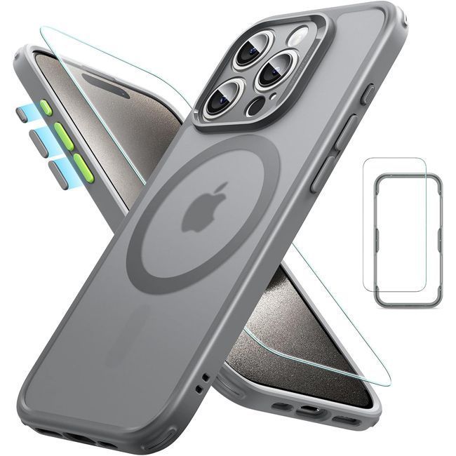 Full Protection Pro Set ESR Classic HaloLock MagSafe Frosted Grey iPhone 15 Pro ΘΗΚΕΣ ESR Full Protection Pro Set ESR Classic HaloLock MagSafe Frosted Grey iPhone 15 Pro