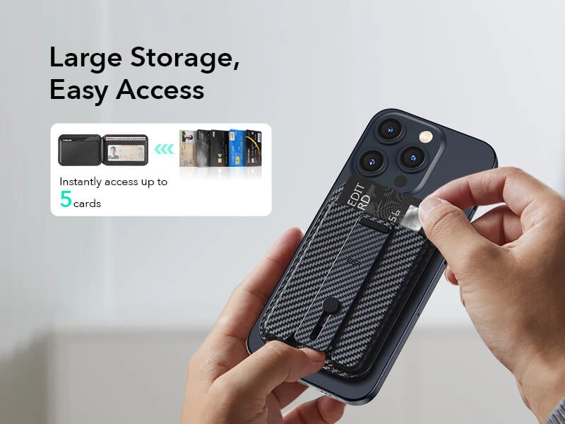 ESR MagSafe Magnetic Grip Wallet Fold Stand Black Carbon MAGSAFE GADGETS ESR ESR MagSafe Magnetic Grip Wallet Fold Stand Black Carbon - Image 12