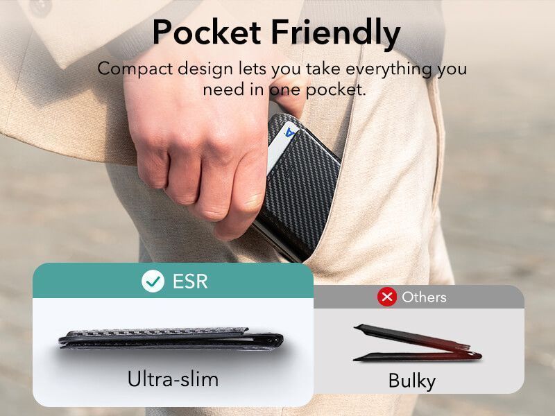 ESR MagSafe Vegan Leather Wallet Fold Stand Black Carbon MAGSAFE GADGETS ESR ESR MagSafe Vegan Leather Wallet Fold Stand Black Carbon - Image 11