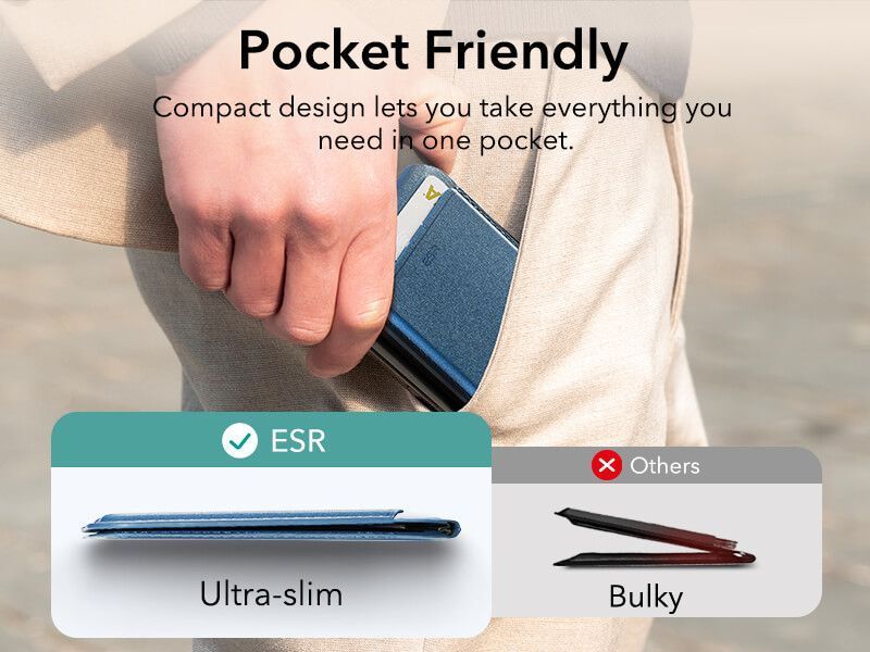 ESR MagSafe Vegan Leather Wallet Fold Stand Dark Blue MAGSAFE GADGETS ESR ESR MagSafe Vegan Leather Wallet Fold Stand Dark Blue - Image 11