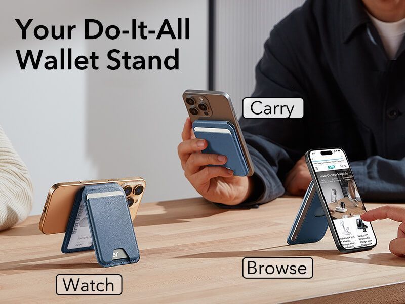 ESR MagSafe Vegan Leather Wallet Fold Stand Dark Blue MAGSAFE GADGETS ESR ESR MagSafe Vegan Leather Wallet Fold Stand Dark Blue - Image 3