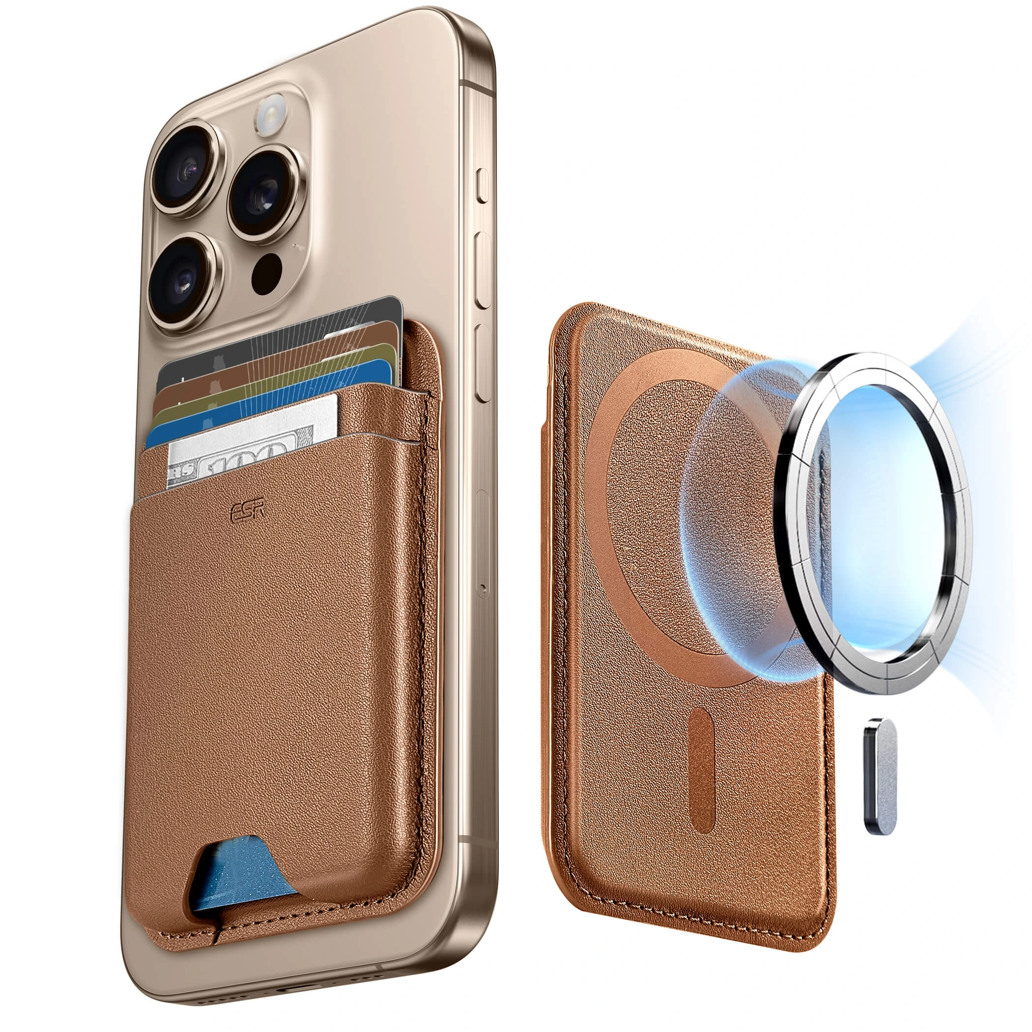 ESR MagSafe Magnetic Wallet Boost Caramel Brown MAGSAFE GADGETS ESR ESR MagSafe Magnetic Wallet Boost Caramel Brown
