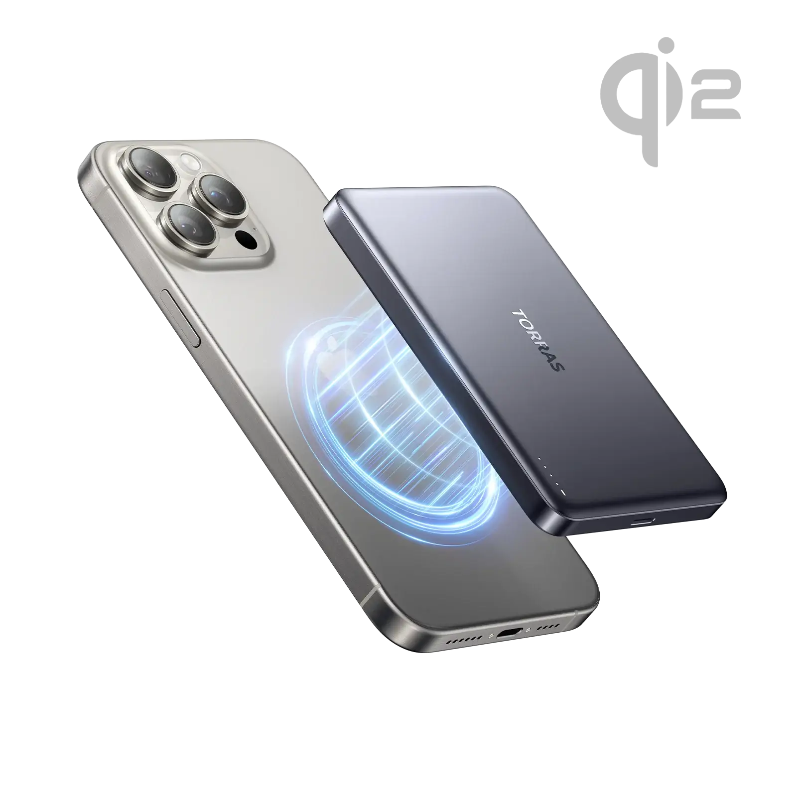 Torras Go-MiniMag Qi2 MagSafe PowerBank 10000mAh Titanium Grey POWERBANK MAGSAFE TORRAS Torras Go-MiniMag Qi2 MagSafe PowerBank 10000mAh Titanium Grey