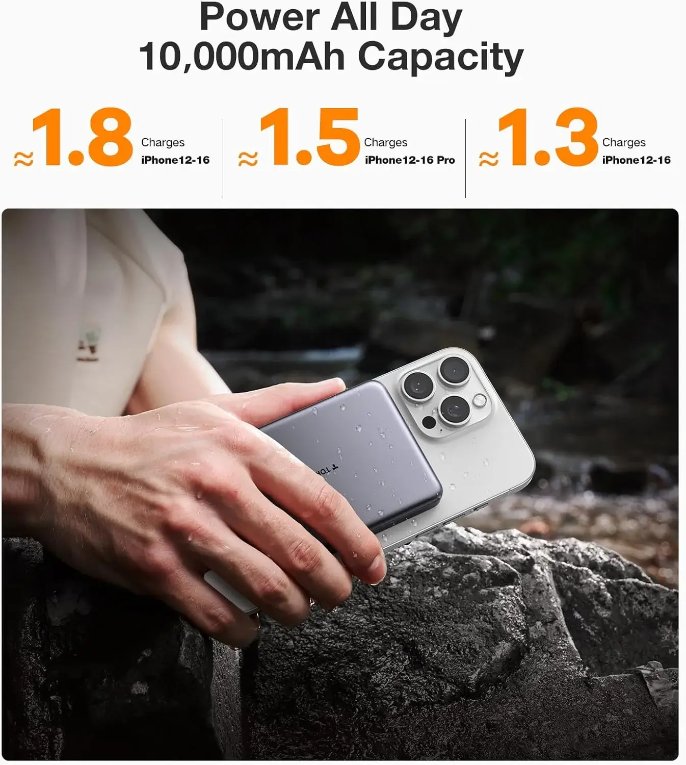 Torras Go-MiniMag Qi2 MagSafe PowerBank 10000mAh Titanium Grey POWERBANK MAGSAFE TORRAS Torras Go-MiniMag Qi2 MagSafe PowerBank 10000mAh Titanium Grey - Image 3