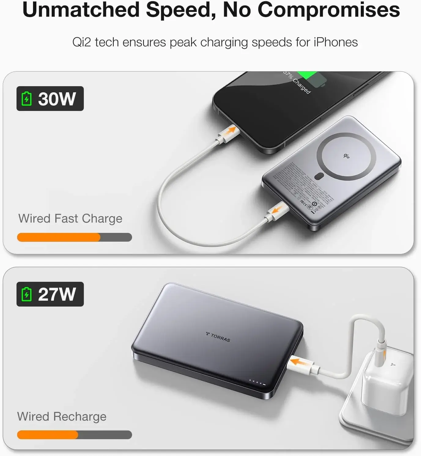 Torras Go-MiniMag Qi2 MagSafe PowerBank 10000mAh Titanium Grey POWERBANK MAGSAFE TORRAS Torras Go-MiniMag Qi2 MagSafe PowerBank 10000mAh Titanium Grey - Image 2