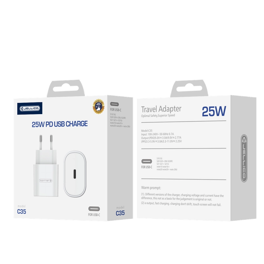 Jellico 25W PD USB-C Charger White (C35) ΑΞΕΣΟΥΑΡ Jellico Jellico 25W PD USB-C Charger White (C35) - Image 2