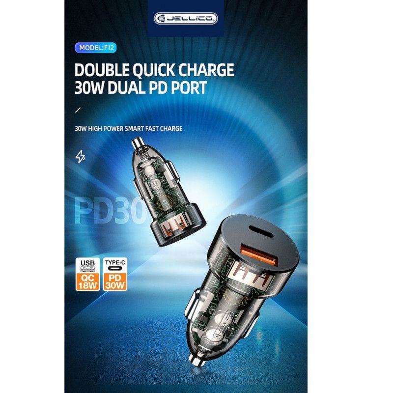 Jellico Double Charger 1x USB QC 1x USB-C 30W Black (F12) ΑΞΕΣΟΥΑΡ WIWU Jellico Double Charger 1x USB QC 1x USB-C 30W Black (F12) - Image 3